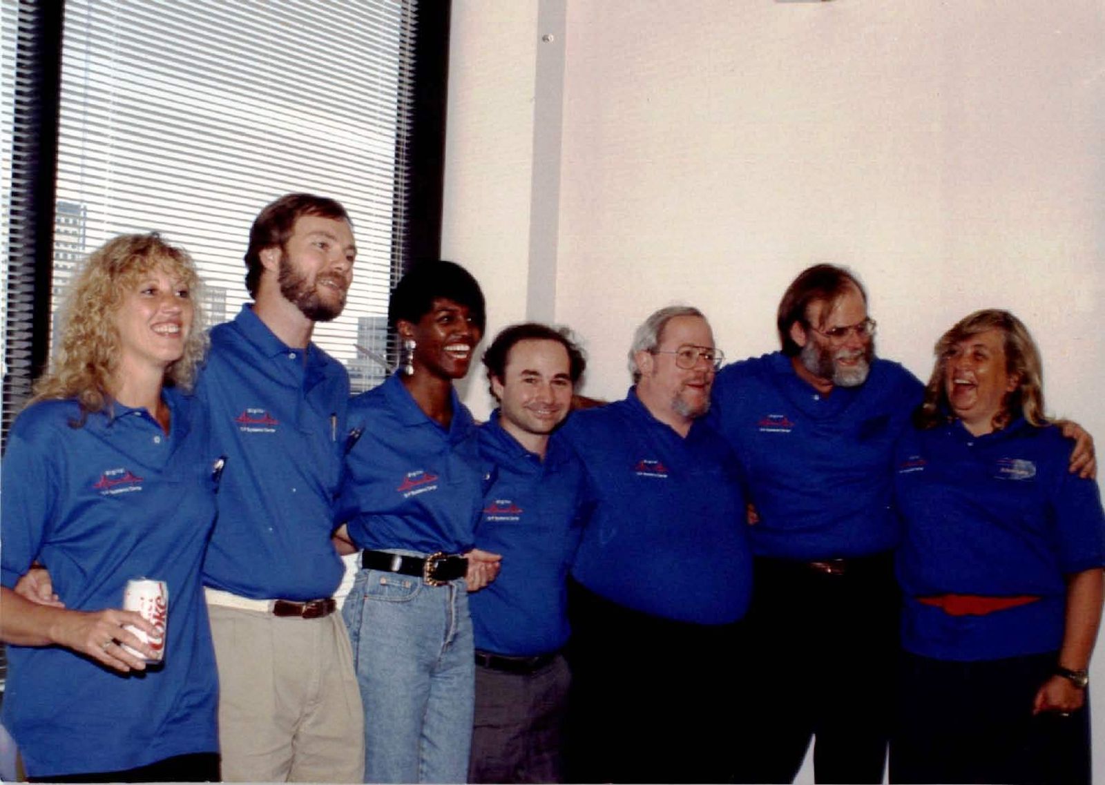 Jim Gray with colleagues at Digital Equipment Corporation; left to right: ?, Tom Barclay, ?, Mike Ubell, Barry Rubinson, Jim Gray, Ellen Lary